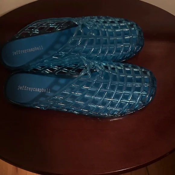 Jeffrey Campbell Translucent Blue Woven Mules - Picture 3 of 4
